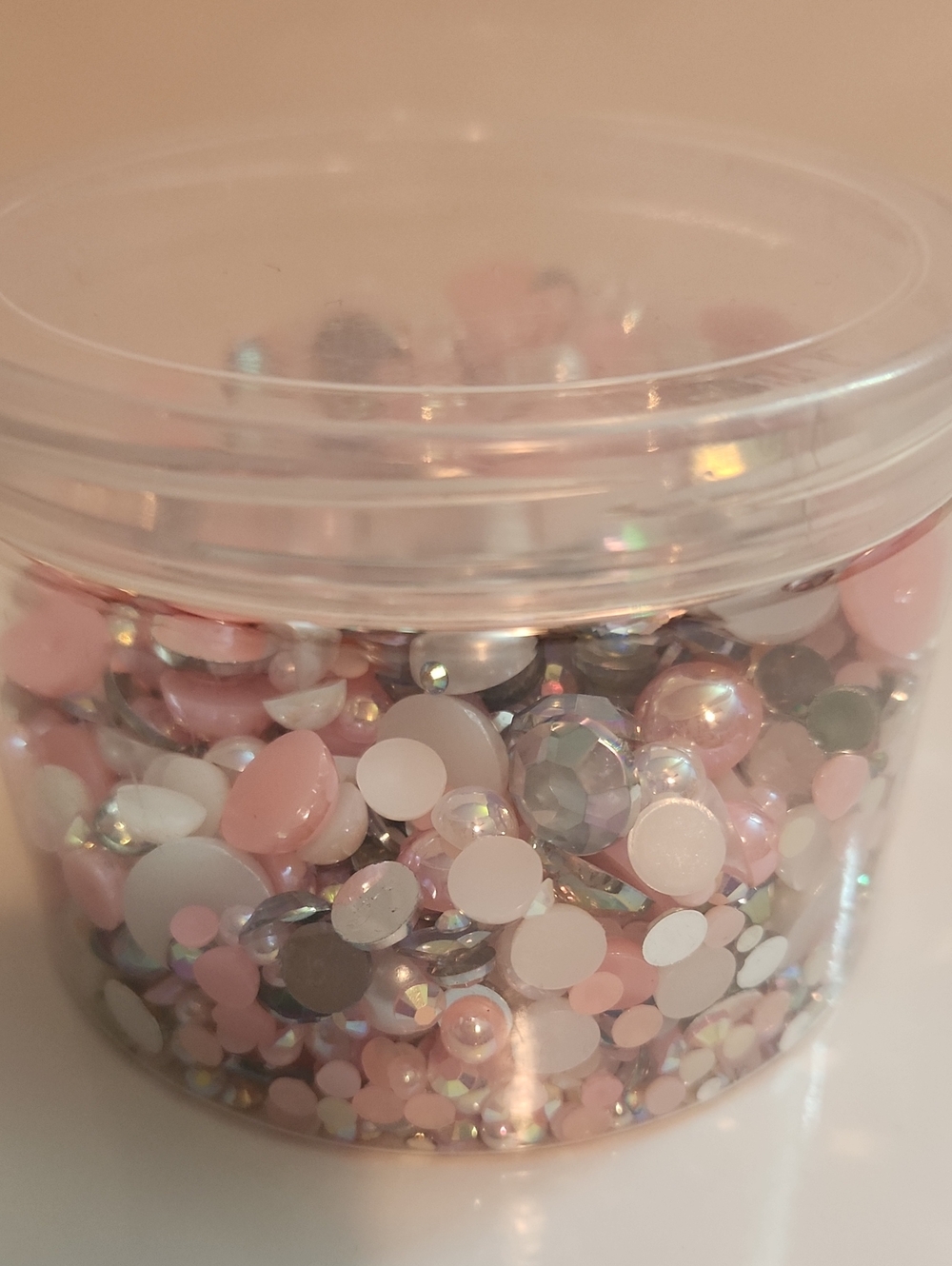 Pink & Iridescent Rhinestone and Pearl Mix
